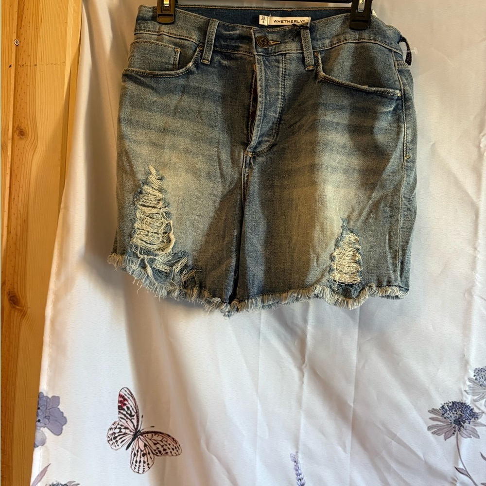 Whetherly Blue Distressed Jean Shorts